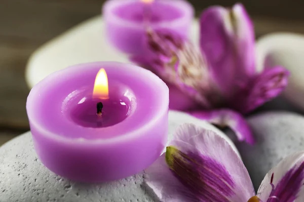 Spa still life with purple flowers — Stock Photo, Image