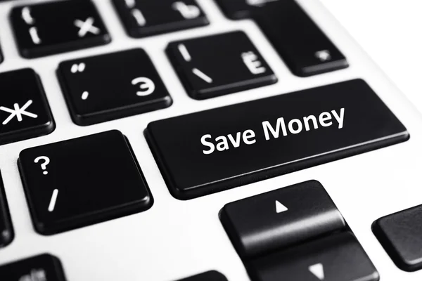 Salvar botão teclado dinheiro — Fotografia de Stock