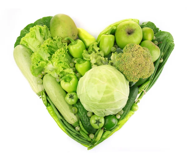 Heart shape from fresh green food — Stock Photo, Image