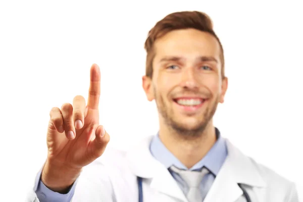 Orvos, rámutatva az ujját — Stock Fotó