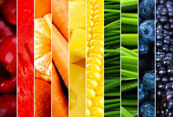 水果和蔬菜组成的拼贴画 — 图库照片