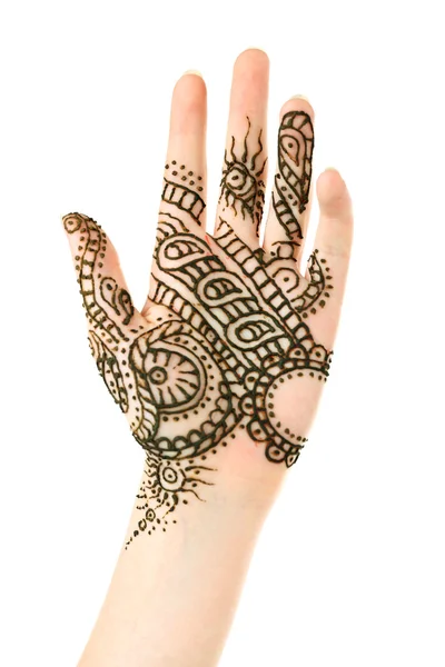 Afbeelding van henna aan vrouwelijke kant — Stockfoto