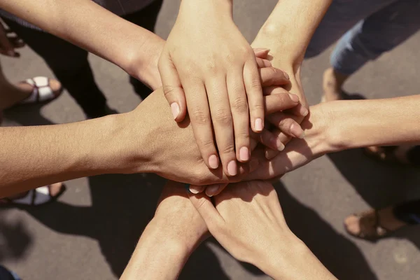 United hands close-up — Stock Photo, Image