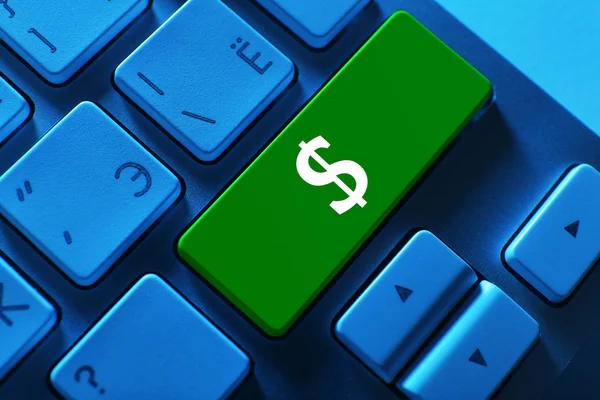 Primer plano del teclado con signo de dólar — Foto de Stock