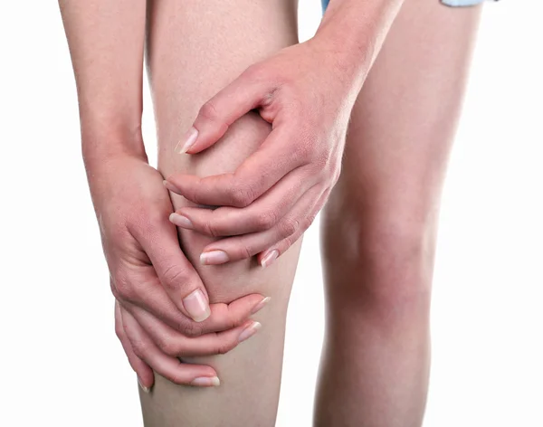 Young woman with knee pain — Stock Photo, Image