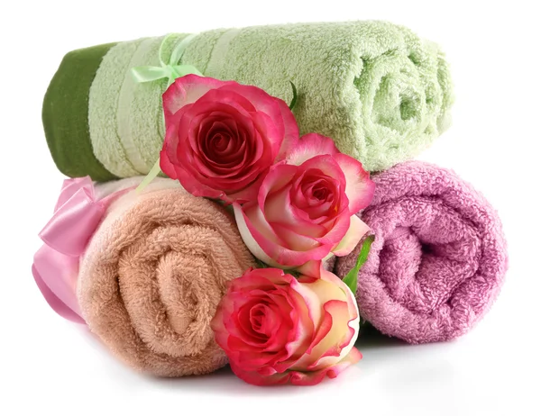 Zwinięte kolorowe ręczniki — Zdjęcie stockowe