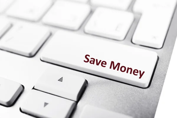 Fechar o botão Salvar teclado de dinheiro — Fotografia de Stock