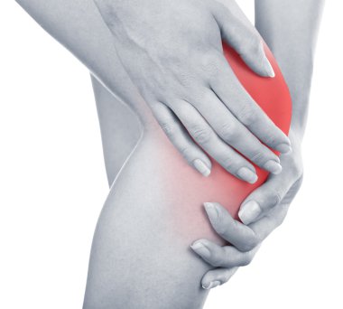 beyaz izole diz ağrısı olan kadın