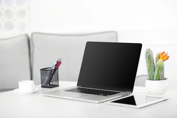 Modern workplace with laptop — Stock Photo, Image