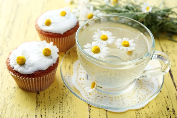 Cup of chamomile tea — Stok fotoğraf