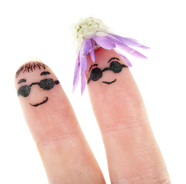 Fingers with funny smiles, isolated on white — Stock Photo, Image