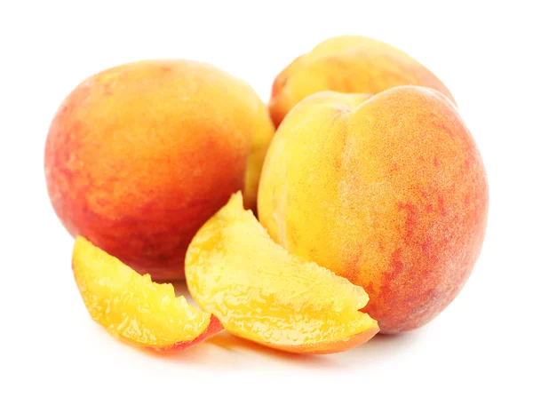 Ripe peaches isolated on white — Stock Photo, Image