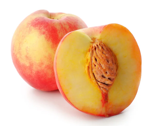 Fresh peaches isolated on white — Stock Photo, Image