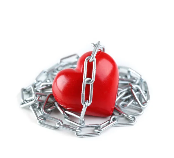 Heart shape with metal chain — Stock Photo, Image