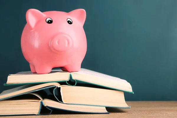 Piggy bank met boeken — Stockfoto