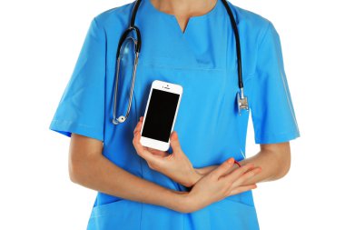 Doktor stetoskop ve akıllı telefon