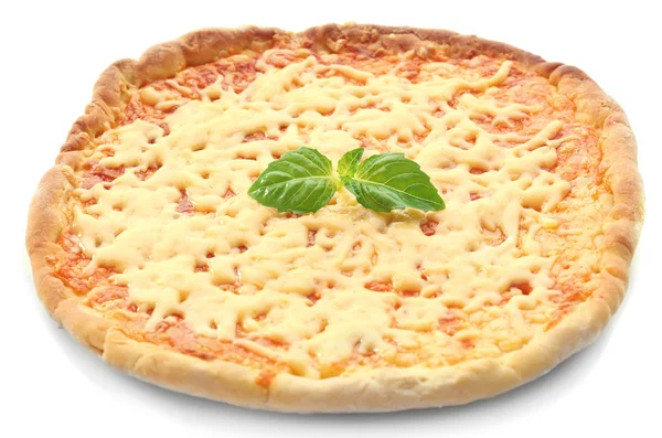 Pizza al formaggio con basilico da vicino — Foto Stock