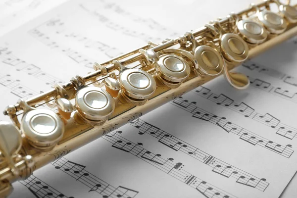 Flute on music notes — Stock Photo, Image