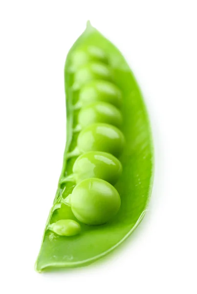 Fresh green peas isolated on white — Stock Photo, Image