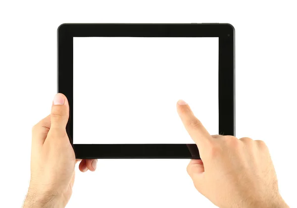 Male hands holding tablet — Stock Photo, Image