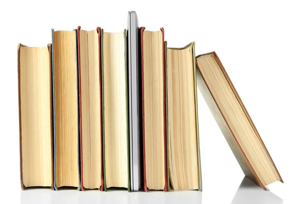 Stack of books with laptop — Stock Photo, Image