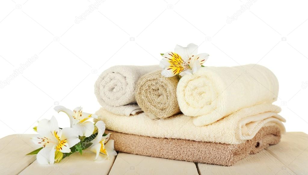 Soft towels with flowers