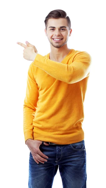 Beau jeune homme isolé sur blanc — Photo