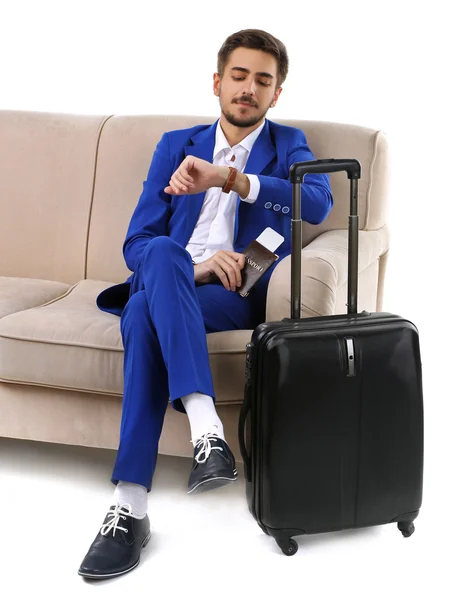 Business man with suitcase — Stock Photo, Image