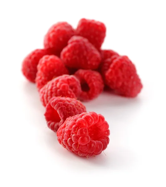 Red sweet raspberries isolated on white — Stock Photo, Image