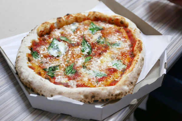 Delicious pizza in box, closeup — Stock Photo, Image