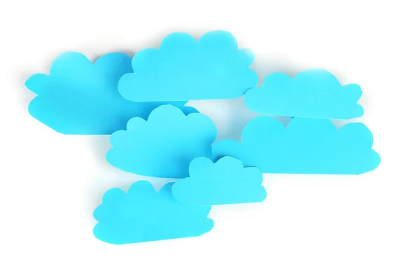 Blue paper clouds, isolated — Stock Photo, Image