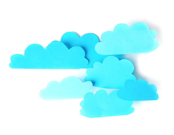 Blue paper clouds, isolated — Stock Photo, Image