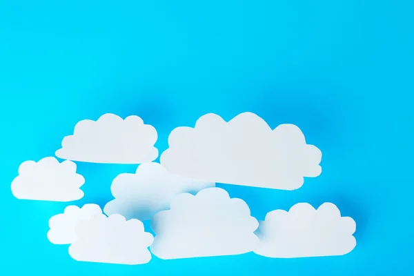 Blue paper clouds, isolated — Stock Photo, Image