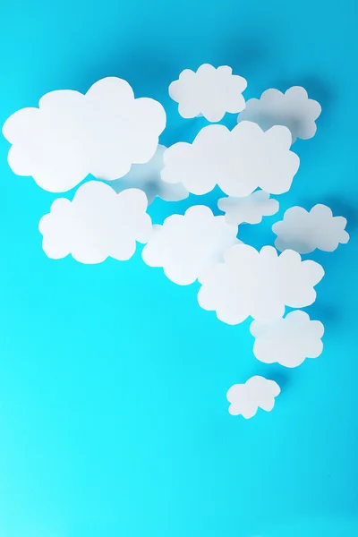 Blue paper clouds, isolated — Stock Photo, Image