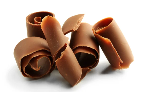 Chocolate curls isolated on white — Stock Photo, Image