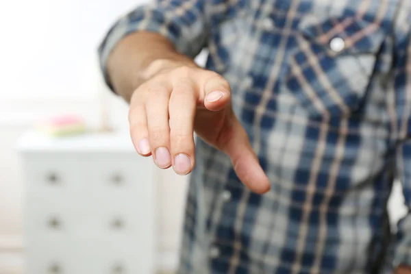 Young man push button — Stock Photo, Image