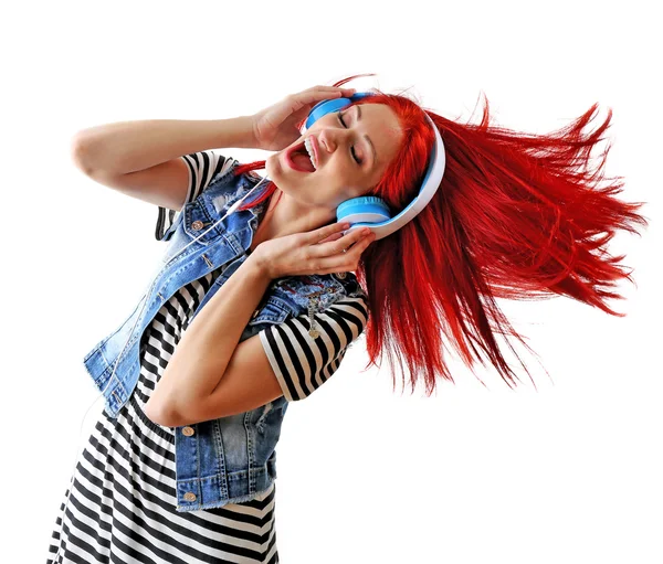 Beautiful young woman singing — Stock Photo, Image