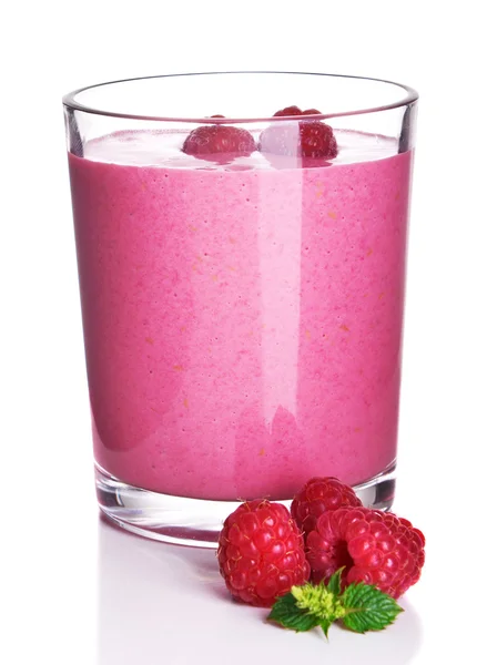 Glass of raspberry milk shake — Stock Photo, Image