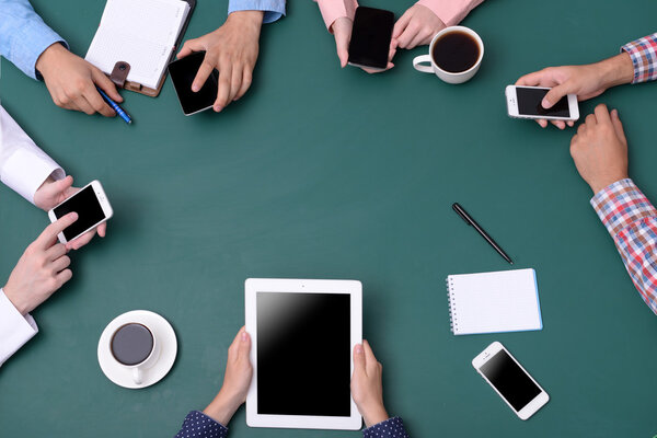 hands at working process