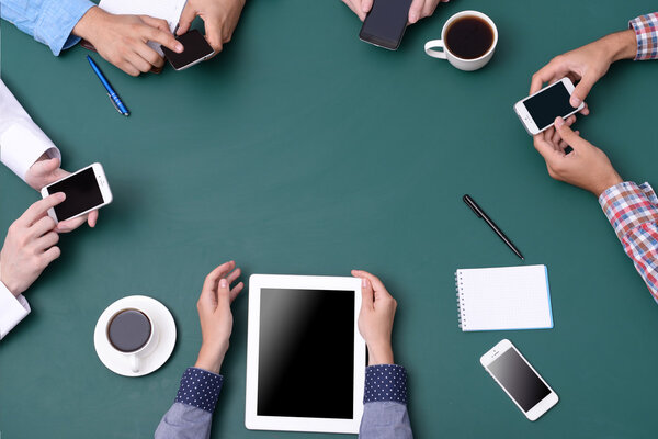 hands at working process