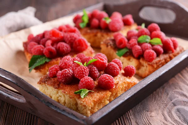 Tarte fraîche aux framboises — Photo