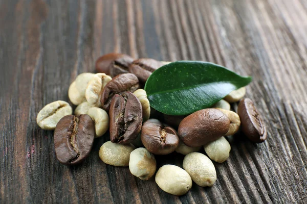 Koffie bonen met blad — Stockfoto