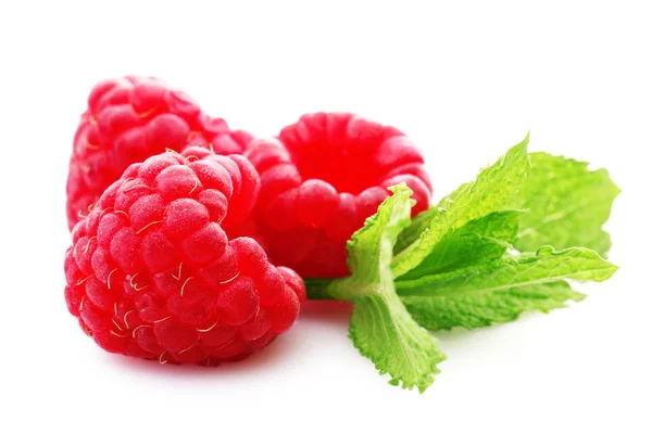 Fresh raspberries isolated on white — Stock Photo, Image