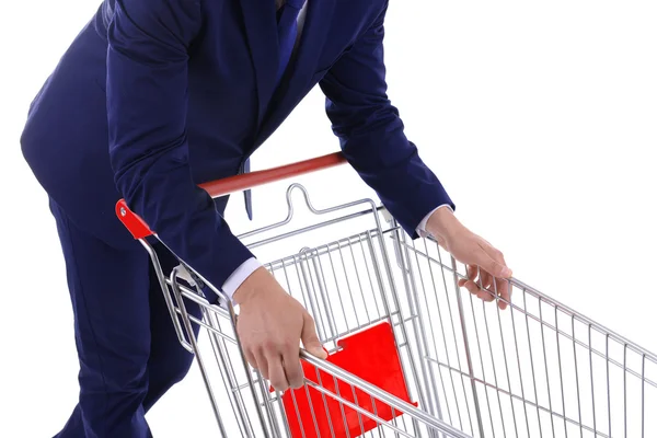 Man with empty shopping cart Stock Photo