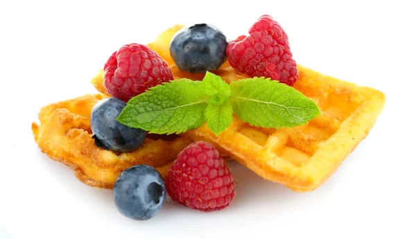 Sweet homemade waffles and fresh berries — Stock Photo, Image
