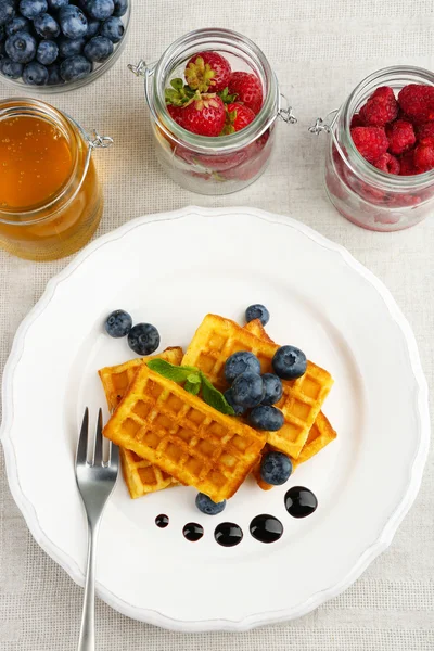 Waffles with forest berries — Stock Photo, Image
