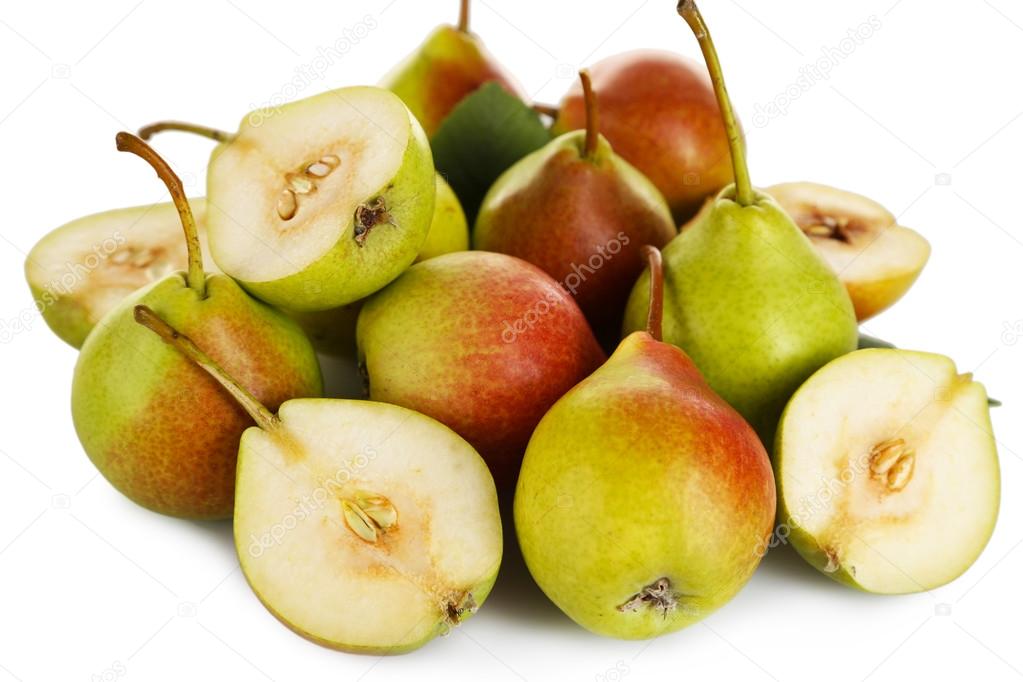 Heap of ripe tasty pears
