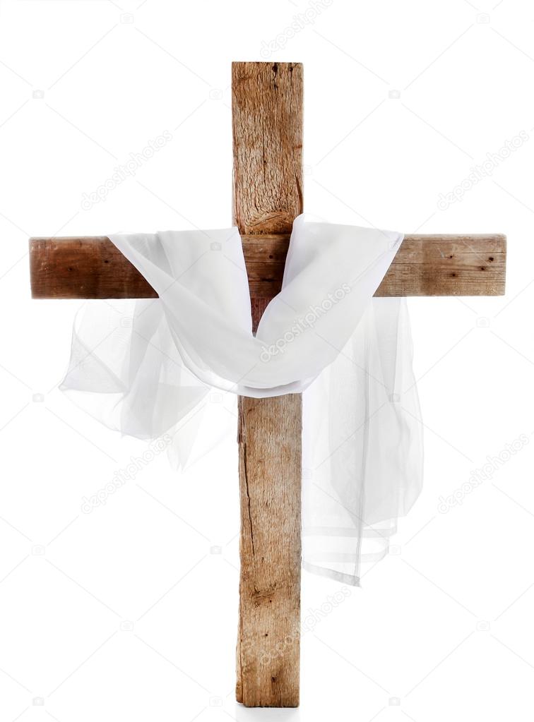 Wooden cross with cloth Stock Photo by ©belchonock 80660922