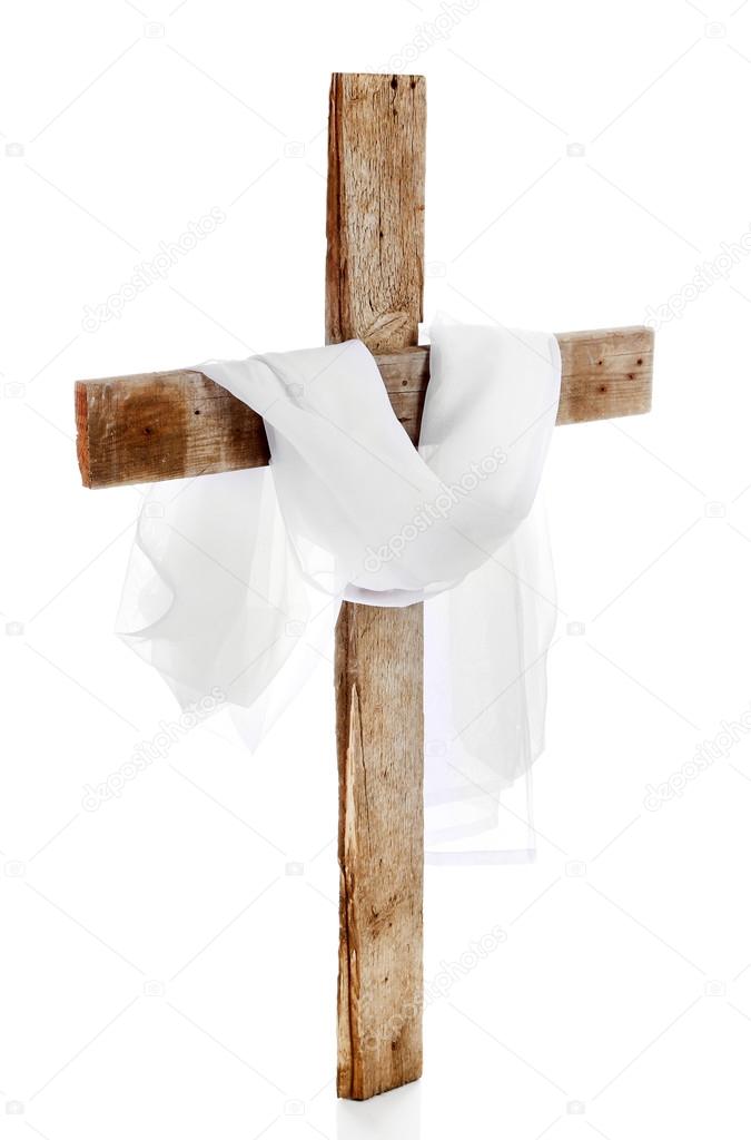 Wooden cross with cloth