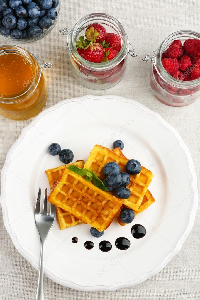 waffles with forest berries